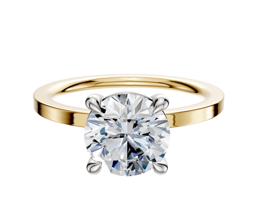 14K Two Tone 4 Prong Basket Classic Flat 1.5mm Engagement Ring