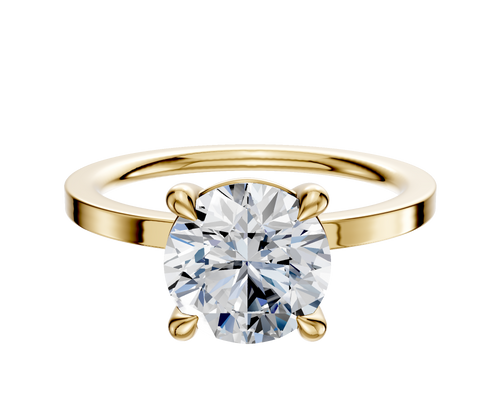 18K Yellow Gold 4 Prong Basket Classic Flat 1.5mm Engagement Ring