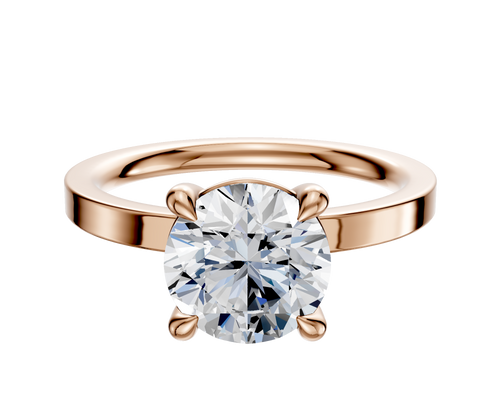 18K Rose Gold 4 Prong Basket Classic Flat 2.0mm Engagement Ring