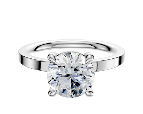 18K White Gold 4 Prong Basket Classic Flat 2.0mm Engagement Ring