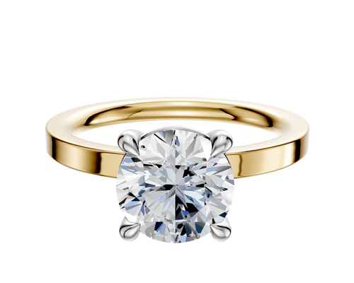 14K Two Tone 4 Prong Basket Classic Flat 2.0mm Engagement Ring