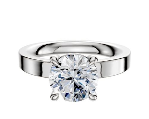 14K White Gold 4 Prong Basket Classic Flat 3.0mm Engagement Ring