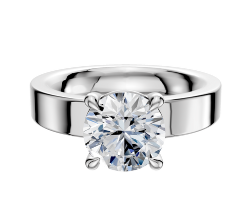 18K White Gold 4 Prong Basket Classic Flat 4.0mm Engagement Ring