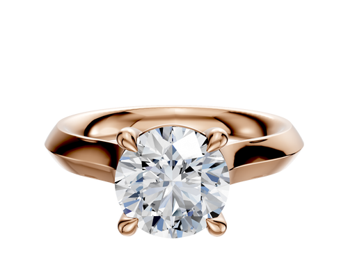 18K Rose Gold 4 Prong Basket Cathedral Knife Edge 3.0mm Engagement Ring