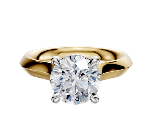 14K Two Tone 4 Prong Basket Cathedral Knife Edge 3.0mm Engagement Ring