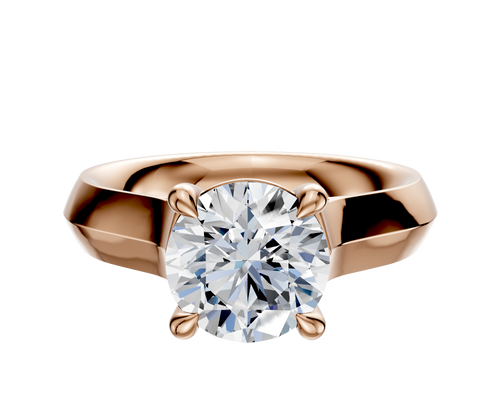 14K Rose Gold 4 Prong Basket Cathedral Knife Edge 4.0mm Engagement Ring