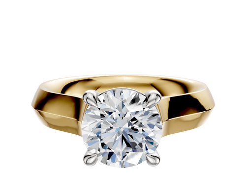 14K Two Tone 4 Prong Basket Cathedral Knife Edge 4.0mm Engagement Ring