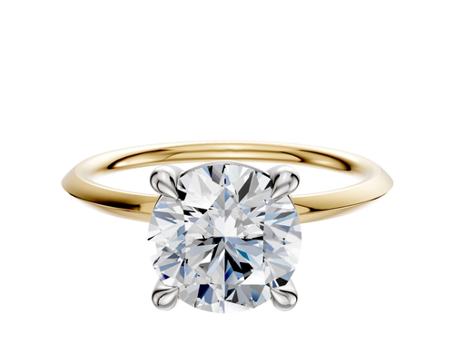 18K Two Tone 4 Prong Basket Classic Knife Edge 1.5mm Engagement Ring