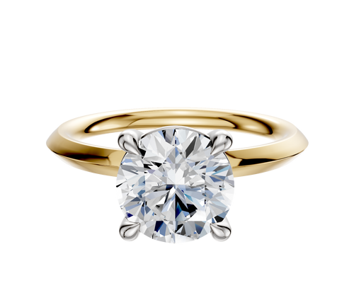 14K Two Tone 4 Prong Basket Classic Knife Edge 2.0mm Engagement Ring