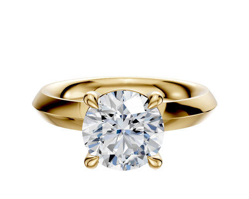 18K Yellow Gold 4 Prong Basket Classic Knife Edge 3.0mm Engagement Ring