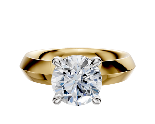 14K Two Tone 4 Prong Basket Classic Knife Edge 4.0mm Engagement Ring