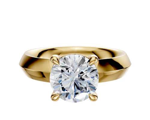 14K Yellow Gold 4 Prong Basket Classic Knife Edge 4.0mm Engagement Ring