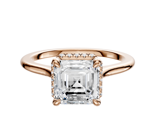 18K Rose Gold 4 Prong Collar Cathedral Dome 1.5mm Engagement Ring