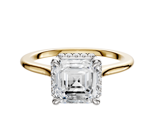 14K Two Tone 4 Prong Collar Cathedral Dome 1.5mm Engagement Ring