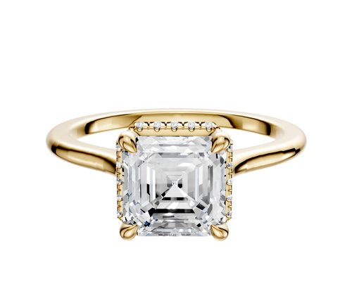 18K Yellow Gold 4 Prong Collar Cathedral Dome 1.5mm Engagement Ring