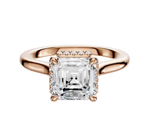 18K Rose Gold 4 Prong Collar Cathedral Dome 2.0mm Engagement Ring