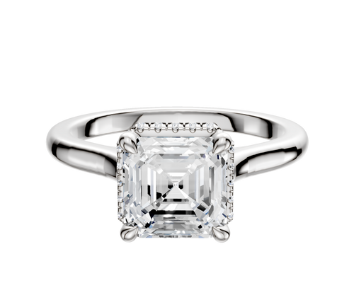 Platinum 4 Prong Collar Cathedral Dome 2.0mm Engagement Ring