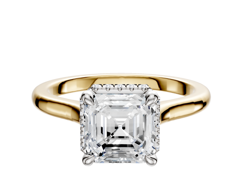 14K Two Tone 4 Prong Collar Cathedral Dome 2.0mm Engagement Ring