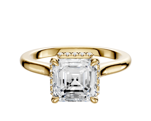 18K Yellow Gold 4 Prong Collar Cathedral Dome 2.0mm Engagement Ring