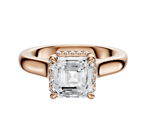 18K Rose Gold 4 Prong Collar Cathedral Dome 3.0mm Engagement Ring