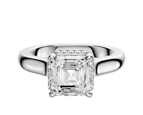 14K White Gold 4 Prong Collar Cathedral Dome 3.0mm Engagement Ring