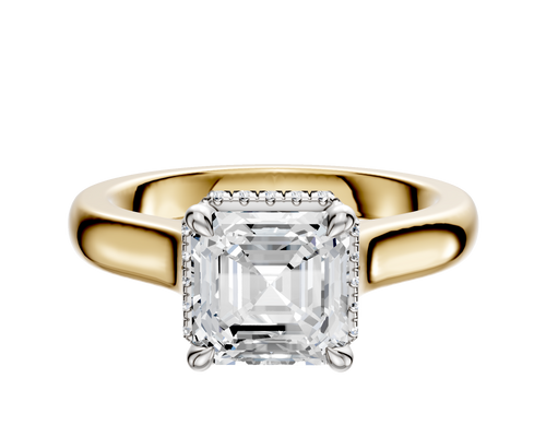 18K Two Tone 4 Prong Collar Cathedral Dome 3.0mm Engagement Ring
