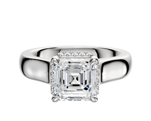 Platinum 4 Prong Collar Cathedral Dome 4.0mm Engagement Ring