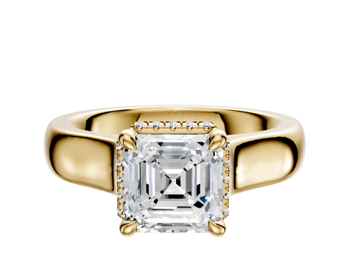 14K Yellow Gold 4 Prong Collar Cathedral Dome 4.0mm Engagement Ring