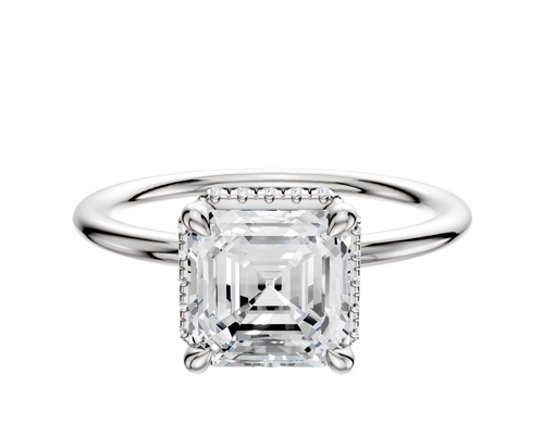 18K White Gold 4 Prong Collar Classic Dome 1.5mm Engagement Ring