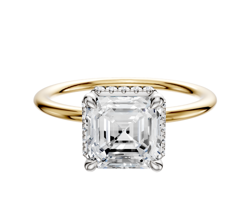 14K Two Tone 4 Prong Collar Classic Dome 1.5mm Engagement Ring
