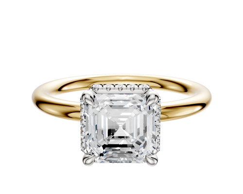 14K Two Tone 4 Prong Collar Classic Dome 2.0mm Engagement Ring
