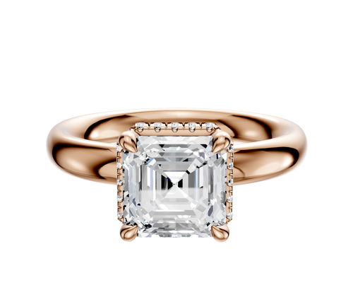 18K Rose Gold 4 Prong Collar Classic Dome 3.0mm Engagement Ring