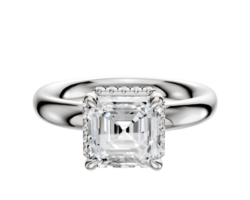 18K White Gold 4 Prong Collar Classic Dome 3.0mm Engagement Ring