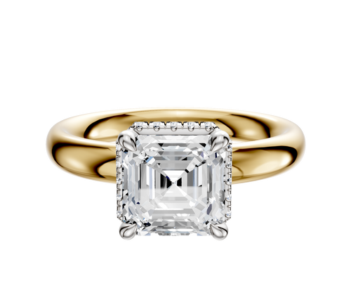 14K Two Tone 4 Prong Collar Classic Dome 3.0mm Engagement Ring