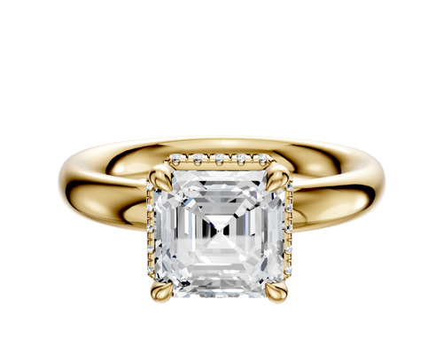 18K Yellow Gold 4 Prong Collar Classic Dome 3.0mm Engagement Ring