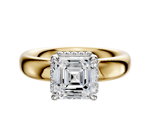 14K Two Tone 4 Prong Collar Classic Dome 4.0mm Engagement Ring