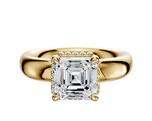 18K Yellow Gold 4 Prong Collar Classic Dome 4.0mm Engagement Ring