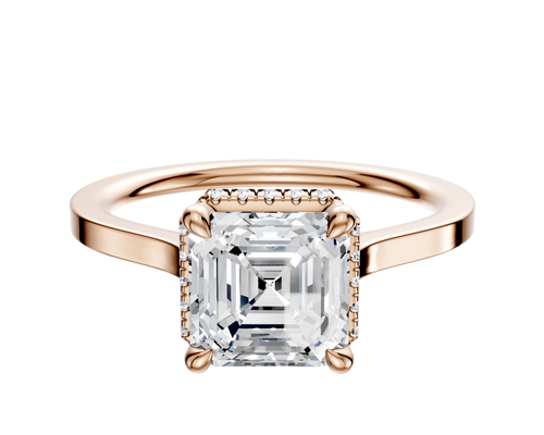 18K Rose Gold 4 Prong Collar Cathedral Flat 1.5mm Engagement Ring
