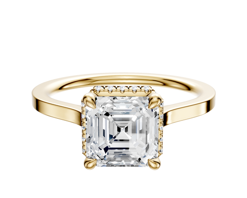 14K Yellow Gold 4 Prong Collar Cathedral Flat 1.5mm Engagement Ring
