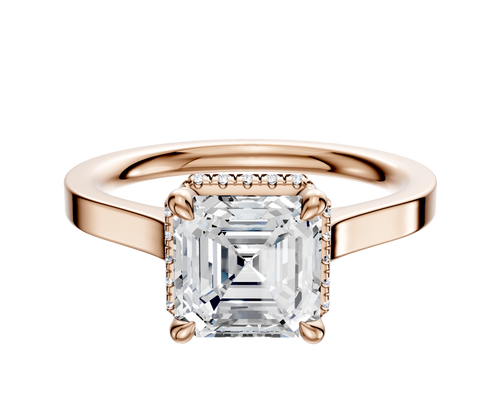 18K Rose Gold 4 Prong Collar Cathedral Flat 2.0mm Engagement Ring