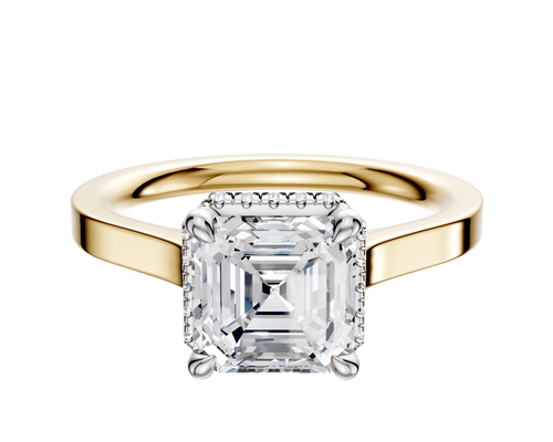 18K Two Tone 4 Prong Collar Cathedral Flat 2.0mm Engagement Ring
