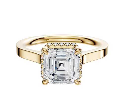 14K Yellow Gold 4 Prong Collar Cathedral Flat 2.0mm Engagement Ring