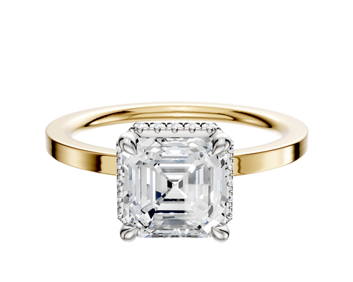 14K Two Tone 4 Prong Collar Classic Flat 1.5mm Engagement Ring
