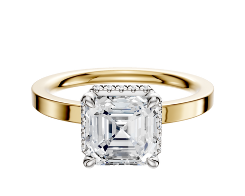 14K Two Tone 4 Prong Collar Classic Flat 2.0mm Engagement Ring