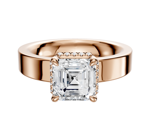 18K Rose Gold 4 Prong Collar Classic Flat 4.0mm Engagement Ring