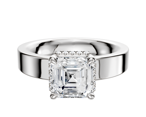18K White Gold 4 Prong Collar Classic Flat 4.0mm Engagement Ring