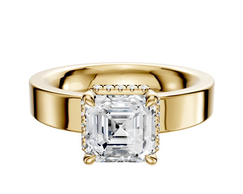 18K Yellow Gold 4 Prong Collar Classic Flat 4.0mm Engagement Ring