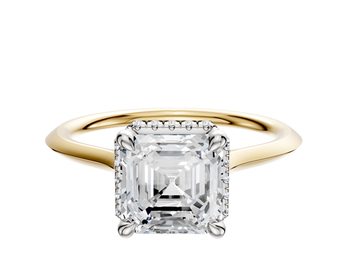 14K Two Tone 4 Prong Collar Cathedral Knife Edge 1.5mm Engagement Ring