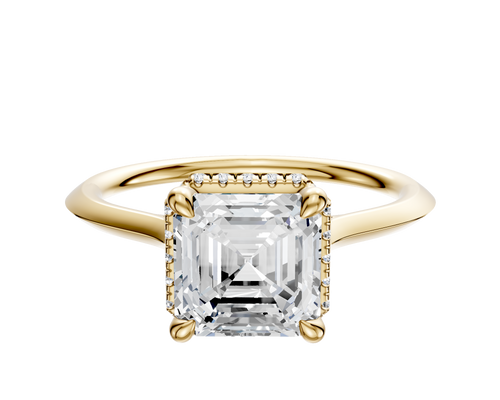 18K Yellow Gold 4 Prong Collar Cathedral Knife Edge 1.5mm Engagement Ring