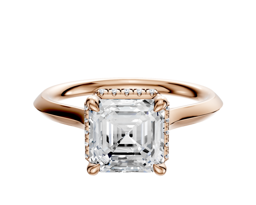 18K Rose Gold 4 Prong Collar Cathedral Knife Edge 2.0mm Engagement Ring